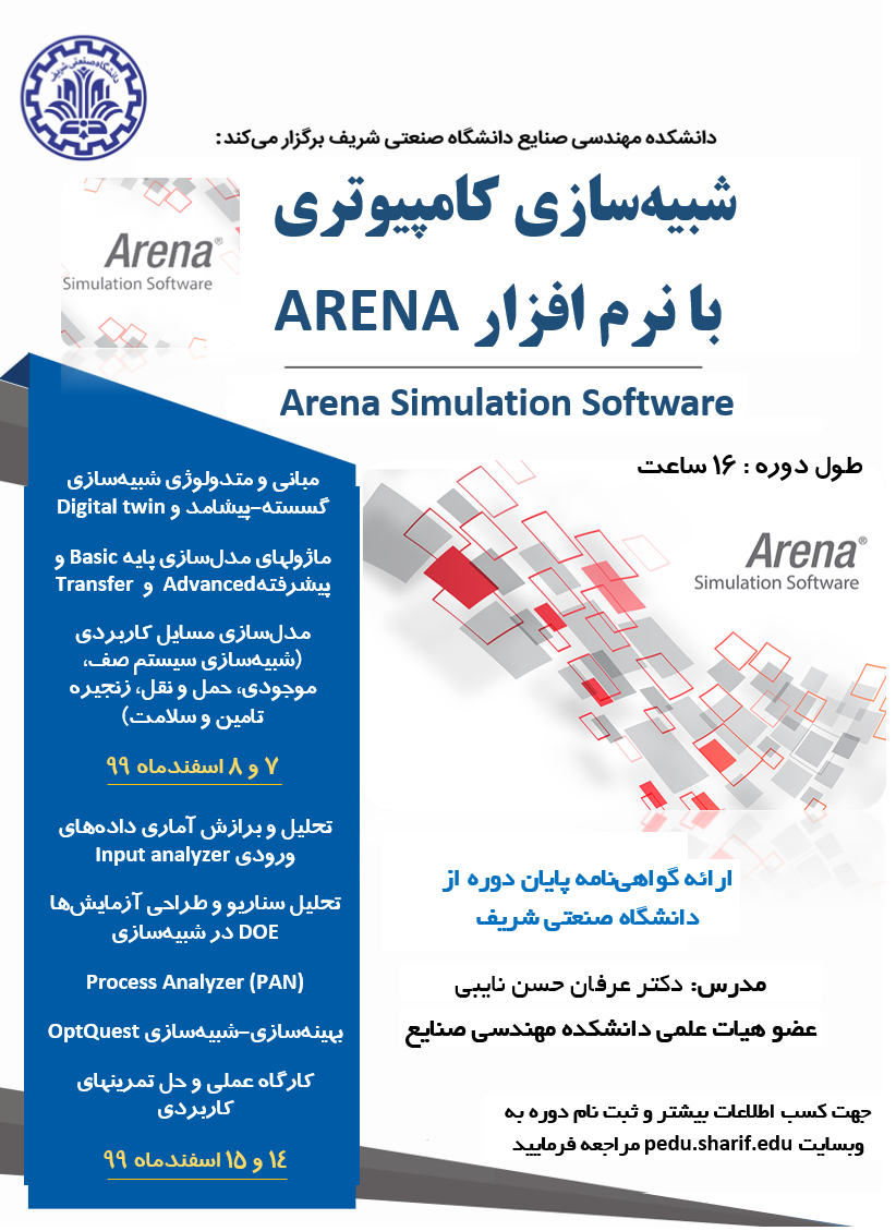 شبیه سازی کامپیوتری با نرم افزار ARENA پوستر رویداد 